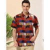 INSPIRE CHIC Men's Summer Beach Checked Short Sleeve Color Block Hawaiian Plaid Shirts - 2 of 4