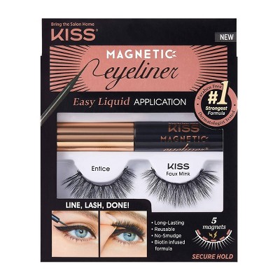 Kiss Magnetic Eyeliner & Fake Eyelashes Kit - Entice - 1 Pair