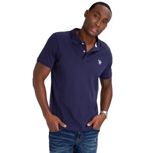 U.S. Polo Assn. Men's Solid Short Sleeve Interlock Polo Shirt, Golf Shirts for Men, Business Casual Polos - 1 of 3