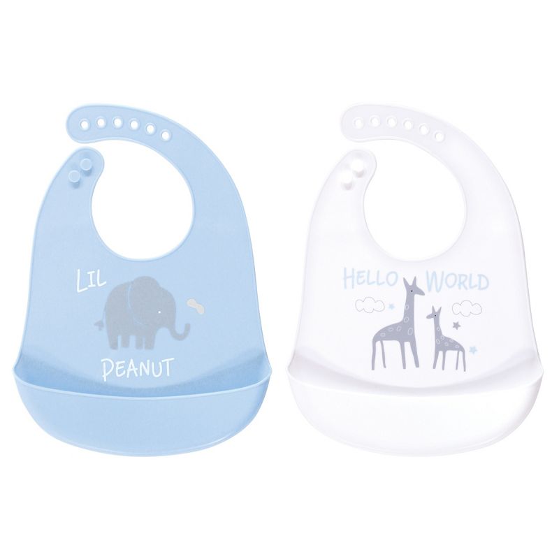 Luvable Friends Baby Silicone Bibs 2pk, Little Peanut, One Size, 1 of 3