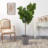 Nearly Natural 6-ft Fiddle Leaf Fig Artificial Tree in Handmade Black and White Natural Jute and Cotton Planter - 3 of 4