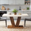 MAYEERTY  Dining Table, Farmhouse Wooden Kitchen Dinner Table with Duty Pedesta - 3 of 4