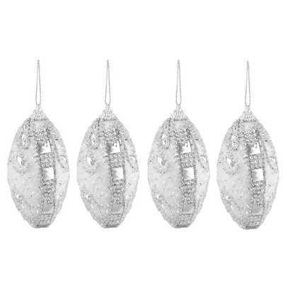 Northlight 4ct White and Silver Jewels Shatterproof Christmas Finial Ornaments 4.5"