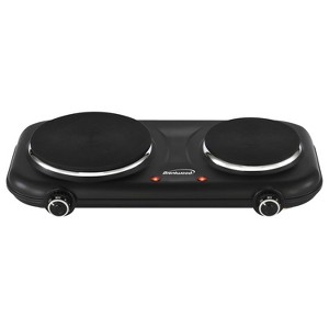 Brentwood Double-Cast-Iron 1,100-Watt Countertop Electric Burner Hot Plate with Temperature Control and Power Indicator Light, Black - 1 of 4