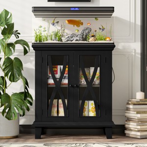 Farmhouse Fish Tank Stand with Power Outlets & Adjustable Shelves, 27.55" Aquarium Cabinet for 10-20 Gallon Tanks-3irtyhousy - 1 of 4