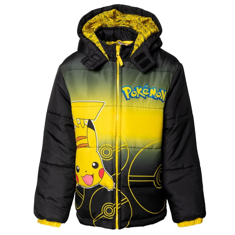 Pokemon Pikachu Zip Up Winter Coat Puffer Jacket Little Kid to Big Kid, 1 of 8