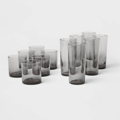 Le'raze Set Of 4 Clear Heavy Base Drinking Glasses With Bamboo Lids, Straws  & Cleaning Brush - 16oz. : Target