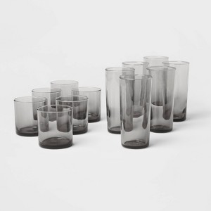 12pc Glass Ashboro Highball And Double Old Fashion Glasses Set Gray Threshold Target