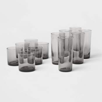 12pc Glass Ashboro Highball and Double Old Fashion Glasses Set Gray - Threshold™