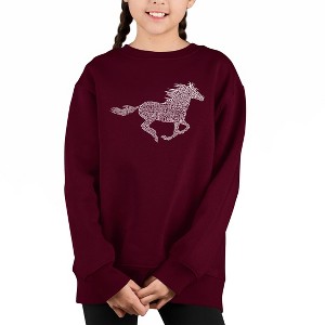 LA Pop Art Horse Breeds - Girl's Word Art Crewneck Sweatshirt - 1 of 3