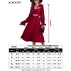 Women's Casual Wrap V Neck Midi Dress Long Sleeve Smocked Waist Tiered A Line Pleated Flowy Long Dress - 4 of 4