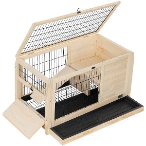 Lyngins Wooden Rabbit Hutch, Spacious Cedar Wood Guinea Pig Cage with Pull-Out Tray, Multi-Entrance Bunny House for Small/Medium Pets - 1 of 4