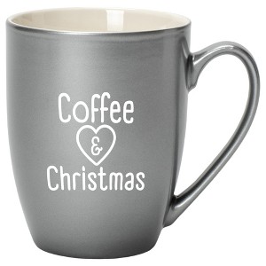 Elanze Designs Coffee & Christmas Grey 10 ounce New Bone China Coffee Cup Mug - 1 of 4
