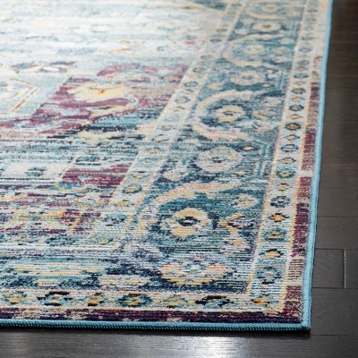 Teal and Purple Synthetic Hand-knotted Round Area Rug