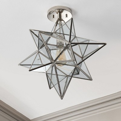 Abrielle 19" Brushed Nickel and Glass Star Flush Mount