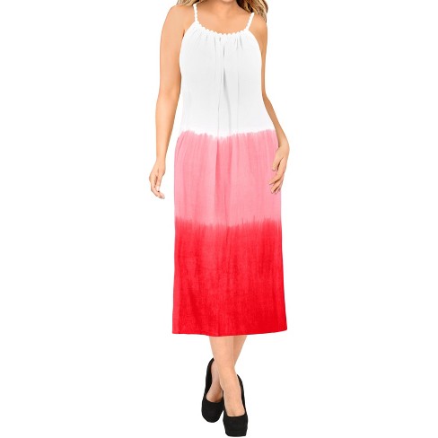 LA LEELA Women's Vacation Wear Casual Maxi Long Sundress Summer Vacation Loose Maternity Spaghetti Strap Dress 1X White, Tie Dye Design - image 1 of 3