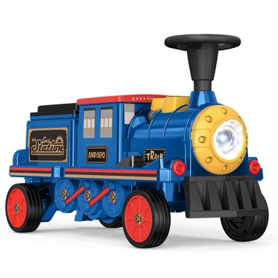 ANPABO Ride On Train Trackless, with Height-Adjustable Seat, Extra Storage, Train Whistle