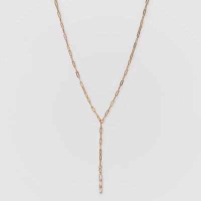 18" Y Line Baguette Stone Necklace - A New Day™ Gold