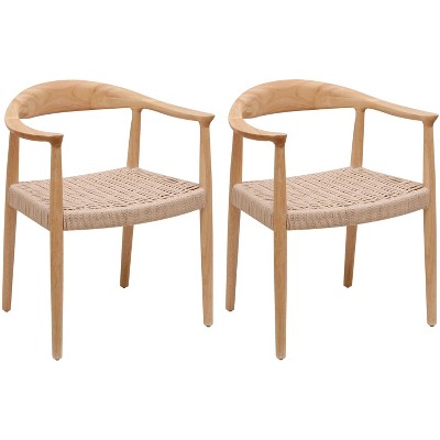 Nordlys Set of 2 Wood and Rope Dining Chairs Exotic Boho Dining Room