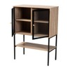 Baxton Studio Asher Wood and Metal 2 Door Sideboard Dining Cabinet Natural Brown/Black : Fixed Shelves, Particle Board Frame - 3 of 4