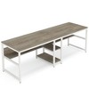 Resenkos Computer Desk, Office Desk, Study Desk,78.7" Two Person Desk, Computer Desk Double Workstation with Shelves,Grey & White Gray - 4 of 4