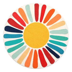 Luxurious Pearl Velvet Rug with Scorching Sun Print, Foldable, Non-Slip, Kid & Pet Friendly, Easy Care for High-Traffic Areas - 1 of 4