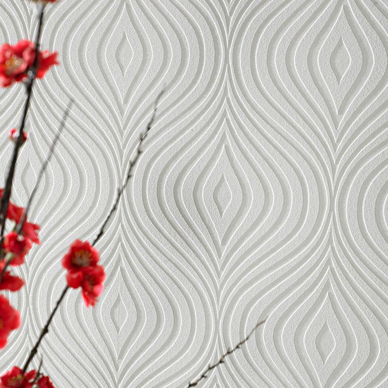 Curvy White Paintable Wallpaper, 5 of 6