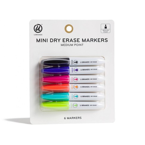  U Brands Medium Point Dry Erase Markers, Office Supplies,  Assorted Pastel Colors, with Eraser Cap, 8 Count : Office Products