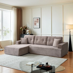 KWPZQEB 106.9" Modern Sectional Sofa, Corduroy Floor Modular Sofa with Chaise & 2 Pillows, L-Shape 4 Seater Compressed Couches Sofa for Living Room - 1 of 4