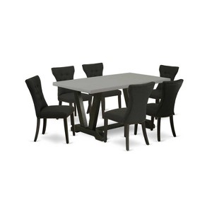 HomeStock 7-Piece Natural Oak Finish Solid Wood Top Dining Table with 6 Chairs - 1 of 4