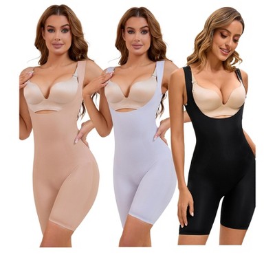INSPIRE CHIC 3 Pcs Women's Butt Lifter Thigh Slimmers Tummy Control Bust Back Support Body Shapers