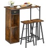 GOCAPTAIN 3 Piece Dining Table Set for 2, Counter Height Island Table with Storage Shelves, Drawer, Small Kitchen Table and Chair Set for Dining Room - 4 of 4