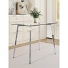 51 * 31.5 inch rectangular dining table: transparent glass paired with silver seven character legs - 3 of 4