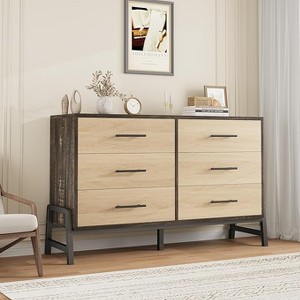 Wide 6-Drawer Dresser, Freestanding Wooden Storage Chest with Large Capacity for Bedroom, Living Room & Entryway - 1 of 4