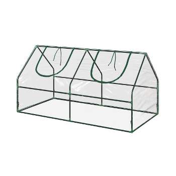 Small Greenhouse for Outdoors - 47 x 24-Inch Plant Cover Green House with Steel Frame and 2 Zippered Doors - Gardening Supplies by Home-Complete