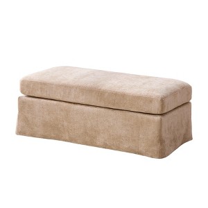 TiramisuBest Modern Upholstered Chenille Ottoman,46" Square Footstool with Sturdy Metal Legs for Living, Bedroom, Entryway, and Office, Beige - 1 of 4