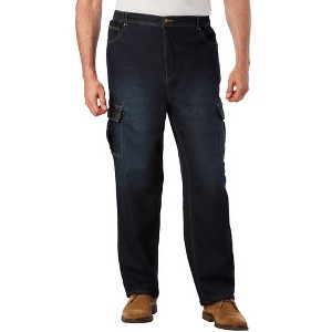 KingSize Men's Big & Tall Relaxed Fit Cargo Denim Look Sweatpants - 1 of 4