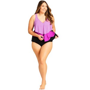 Avenue Women's Plus Size Knit High Waist Swim Brief - 1 of 4