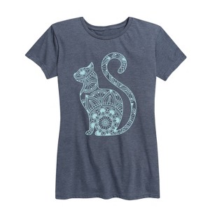 Women's - Instant Message - Decorative Cat Short Sleeve Graphic T-Shirt - 1 of 4