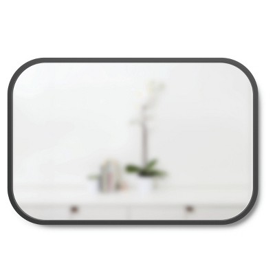 Umbra Hub 38'' Black Rectangular Rubber Rimmed Mirror