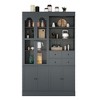 Tall Buffet with Hutch, Shaker Style Pantry Cabinet, 6 Doors (2 Glass), 4 Drawers, 2 Pull-Out Trays, Adjustable Shelves for Kitchen, Sturdy Design - 4 of 4