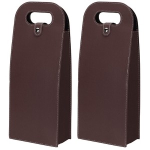 Unique Bargains Foldable Reusable Leather Wine Gift Bags for Picnic Party 2 Pcs - 1 of 3