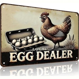 Lomsoe Funny Chicken Gifts Relax Local Egg Dealer Tin Sign for Home Farm Chicken Coop Farmhouse Kicthen Garden Decor 8 X 12 Inch - 1 of 1