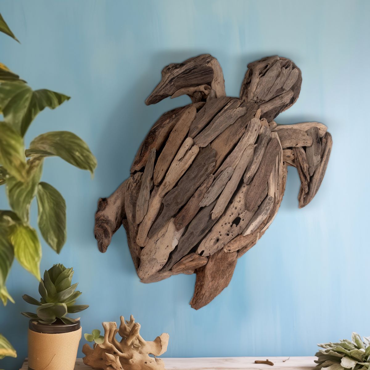 Decorative Driftwood Art Sculpture for Home, Bathroom and Office Decor - Sculptural Ornaments Accent for Room and Living Room Styling - 3" Brown