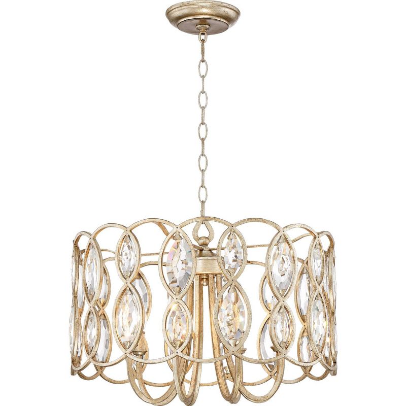 Possini Euro Design Bellmont Silver Leaf Chandelier 22 1/2" Wide Modern Clear Crystal 8-Light Fixture for Dining Room House Kitchen Entryway Bedroom, 1 of 8