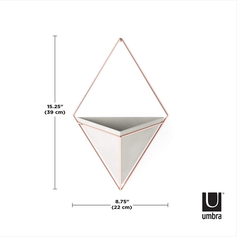 Umbra Trigg Hanging Planter Vase & Geometric Wall Decor - Great For Plants, Large, Concrete/Copper, 3 of 9