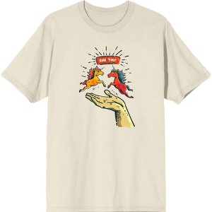 Hold Your Horses Humor Adult Crew Neck Short Sleeve Tee - 1 of 2
