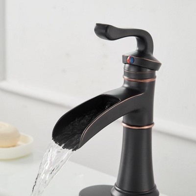 Oil Rubbed Bronze Single Handle Waterfall Bathroom Faucet