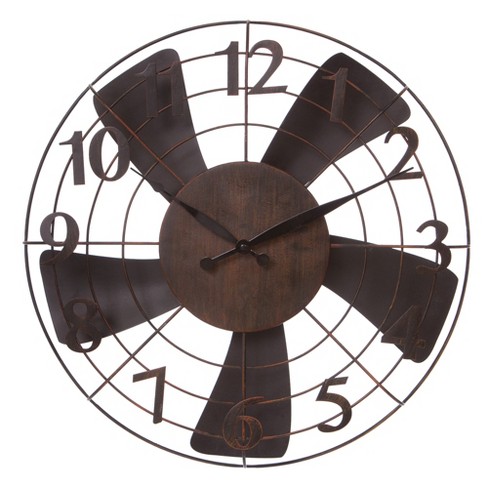 20 Vintage Metal Fan Wall Clock Black Patton Wall Decor Target