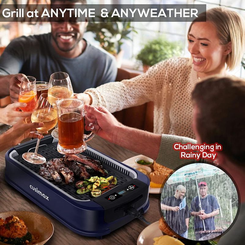 Cusimax Electric Portable Indoor Smokeless Grill(Blue), 2 of 5